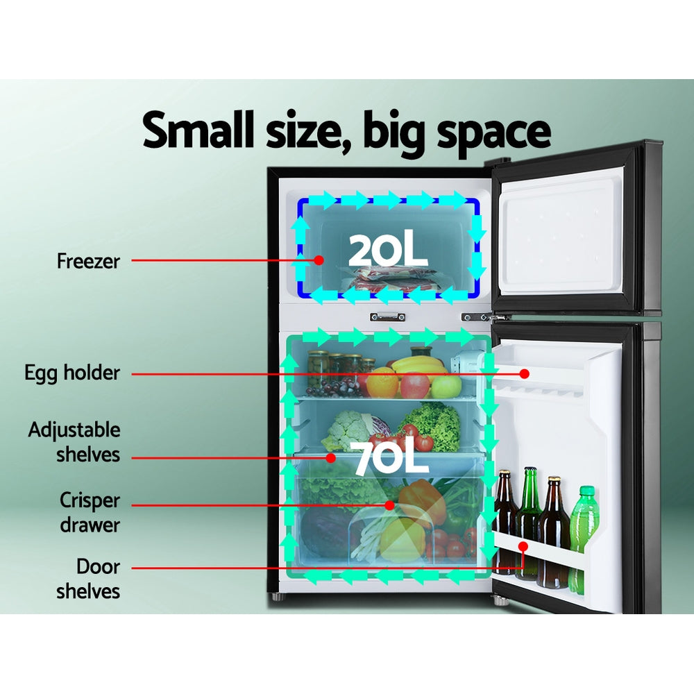 90L Portable Fridge Freezer Bar Upright 12V/24V/240V Camping Caravan