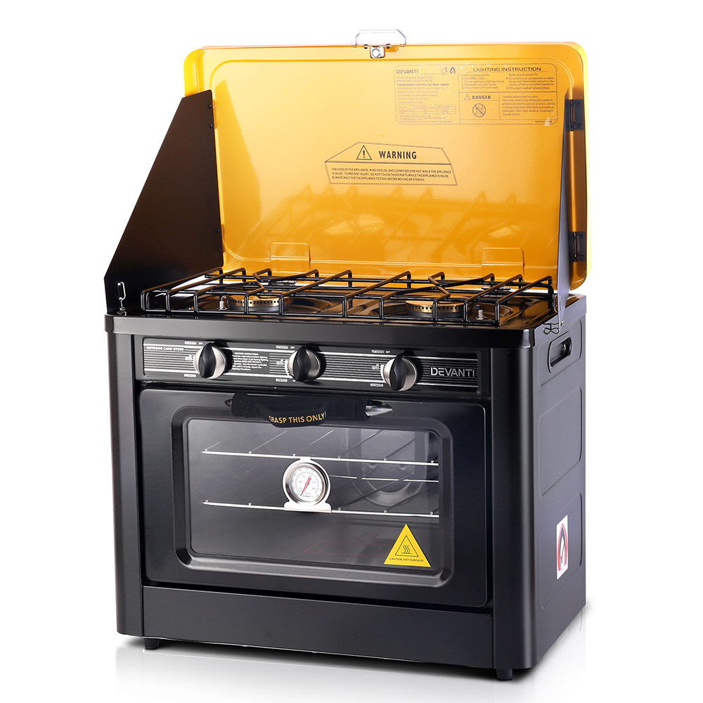 3 Burner Portable Oven - Black & Yellow