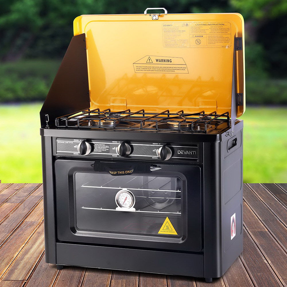 3 Burner Portable Oven - Black & Yellow