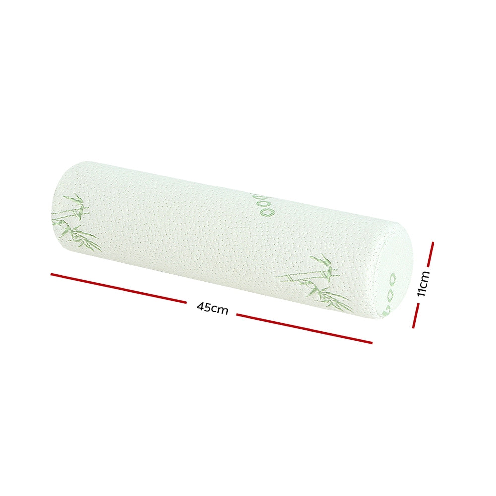 Memory Foam Neck Roll Pillow Bamboo Cover