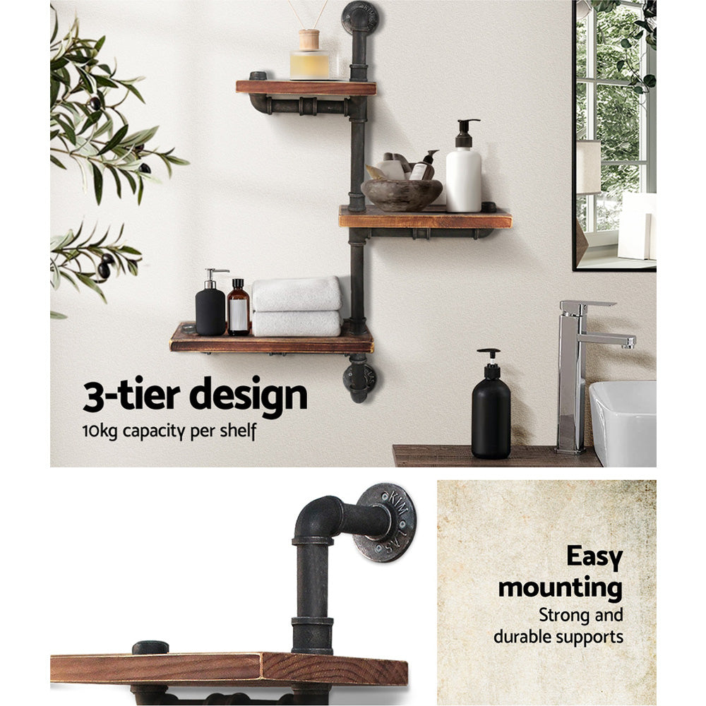 Artiss Floating DIY Pipe Shelf 3 Tiers - Ivan