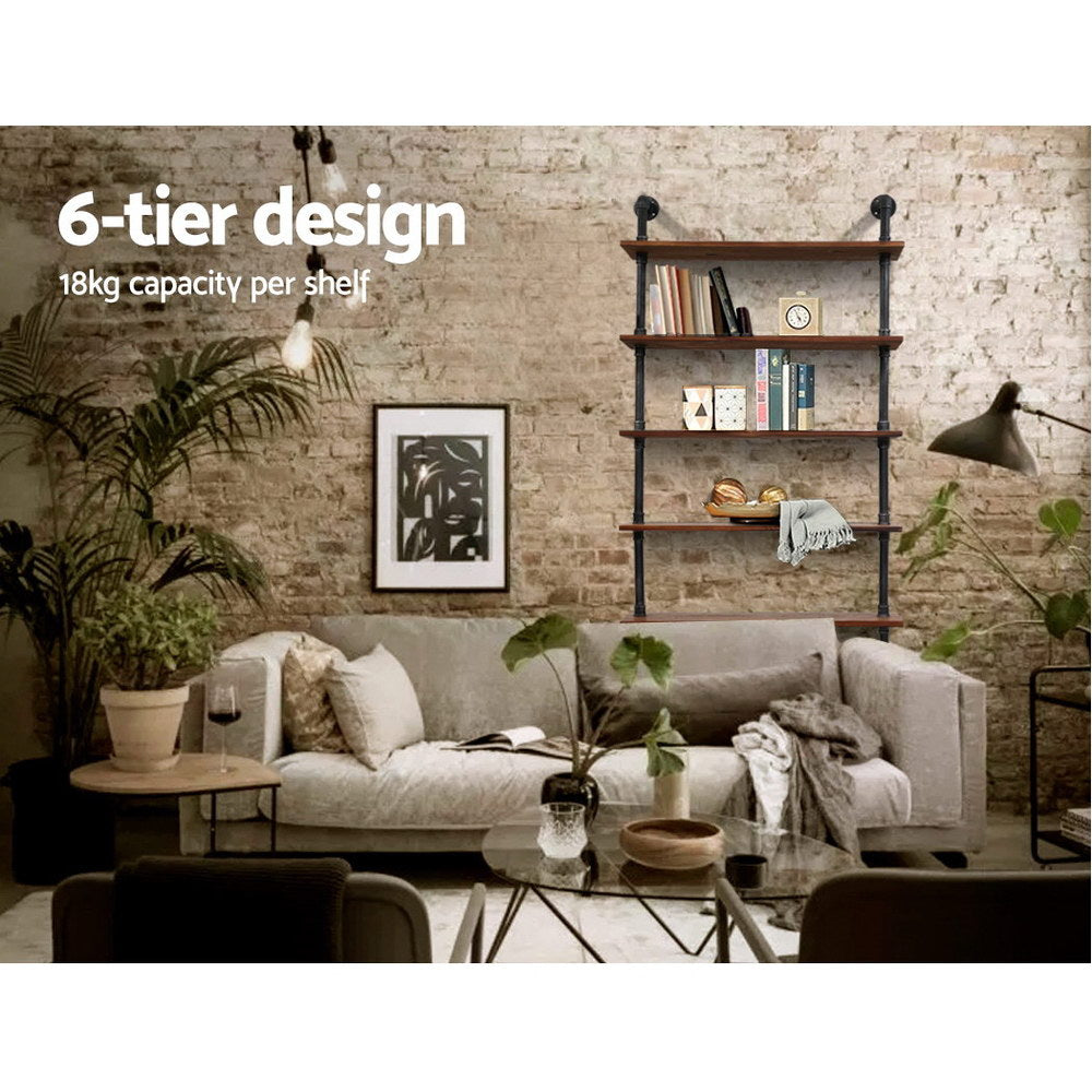 Artiss Floating DIY Pipe Shelf 6 Tiers - Ira
