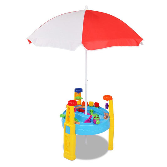 Kids Sandpit Pretend Play Set Water Sand Table Children Outdoor Toy Umbrella