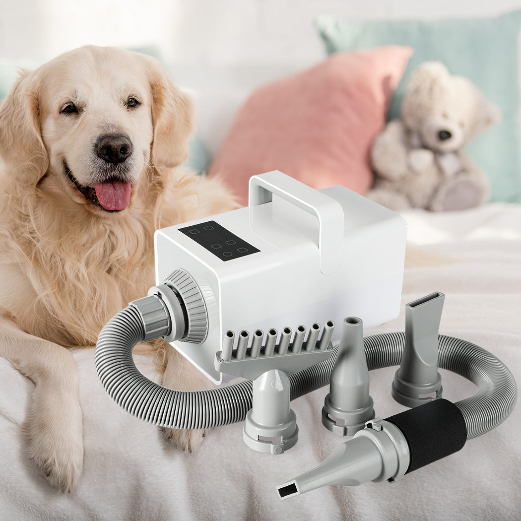 Dog Cat Pet Hair Dryer Grooming Blow Speed Hairdryer Blower Heater Blaster White - White