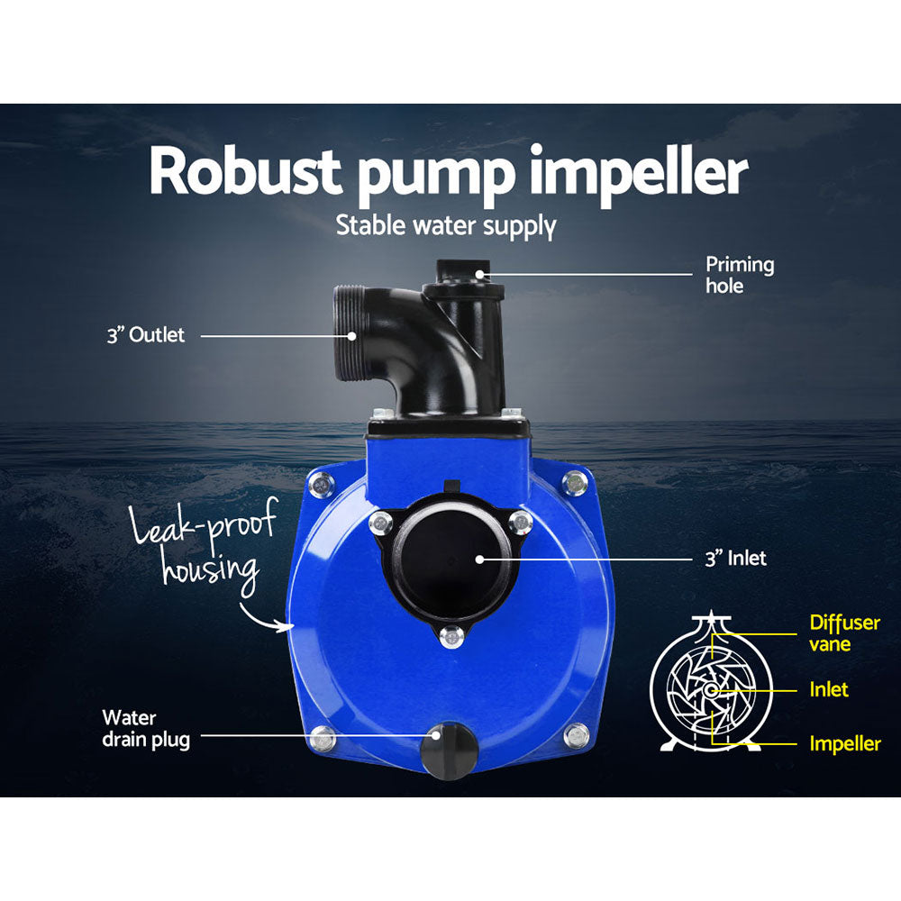 8HP 3" Petrol Water Pump Garden Irrigation Transfer Blue