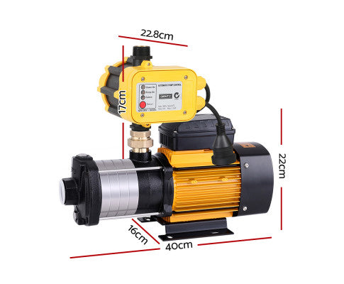 Multi Stage Water Pump Pressure Rain Tank Garden Farm House Irrigation 2000W Yellow Controller