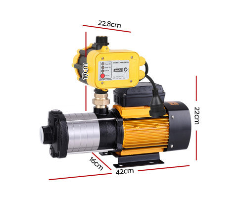 Garden Water Pump High Pressure 2500W 6-Stage Tank Irrigation - Yellow