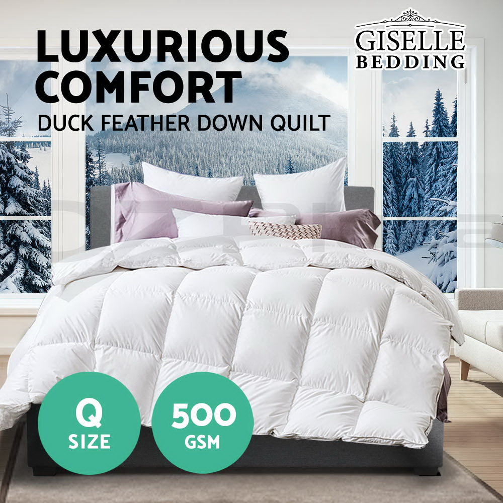 Queen Giselle Bedding 500GSM Duck Down Feather Quilt