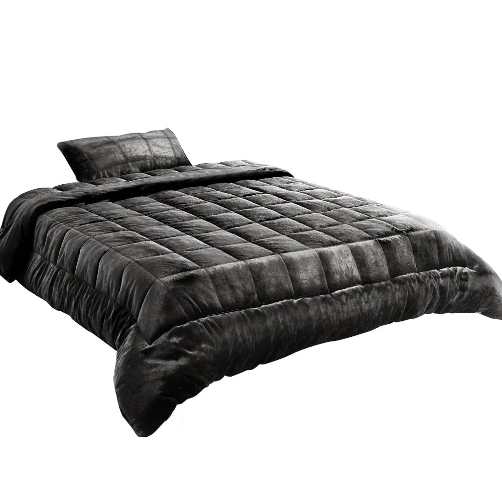 SINGLE 500GSM Faux Mink Quilt - Charcoal