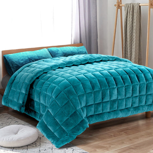King Giselle Bedding Faux Mink Quilt Blue