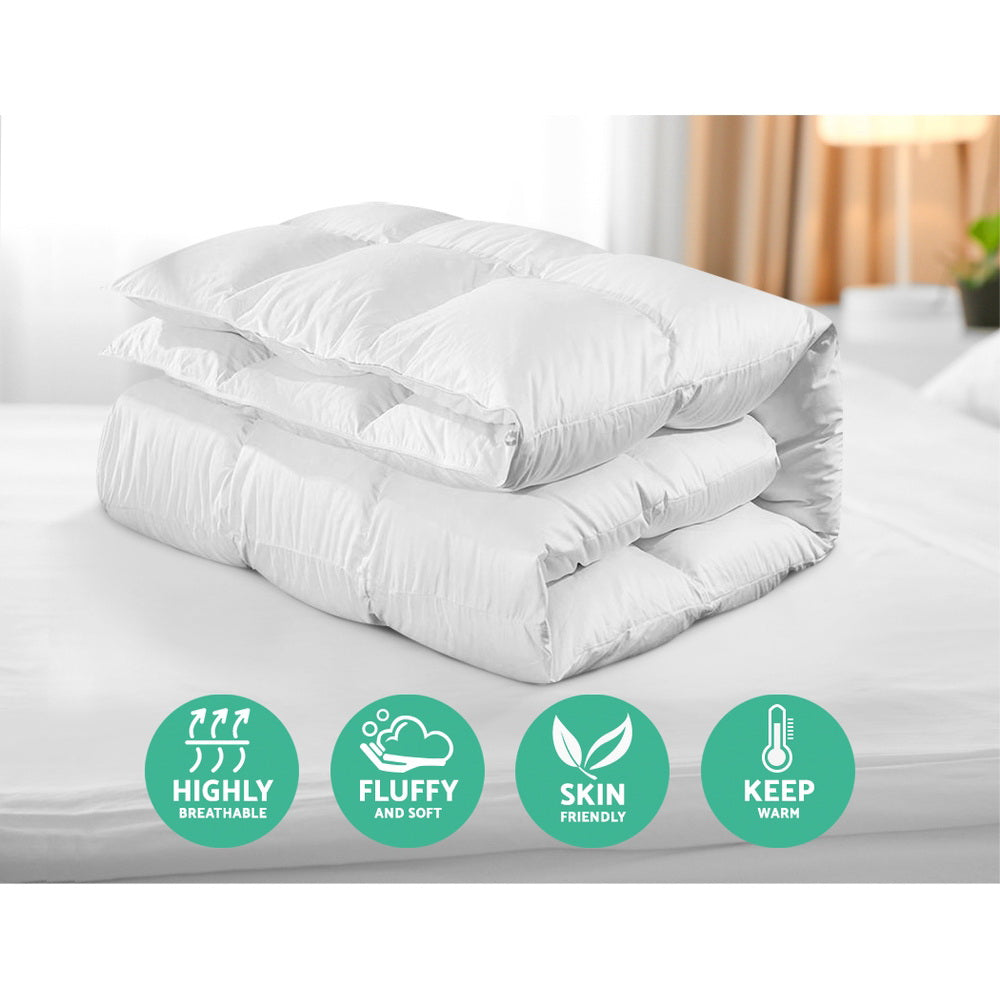 KING 800GSM Goose Down Feather Quilt - White