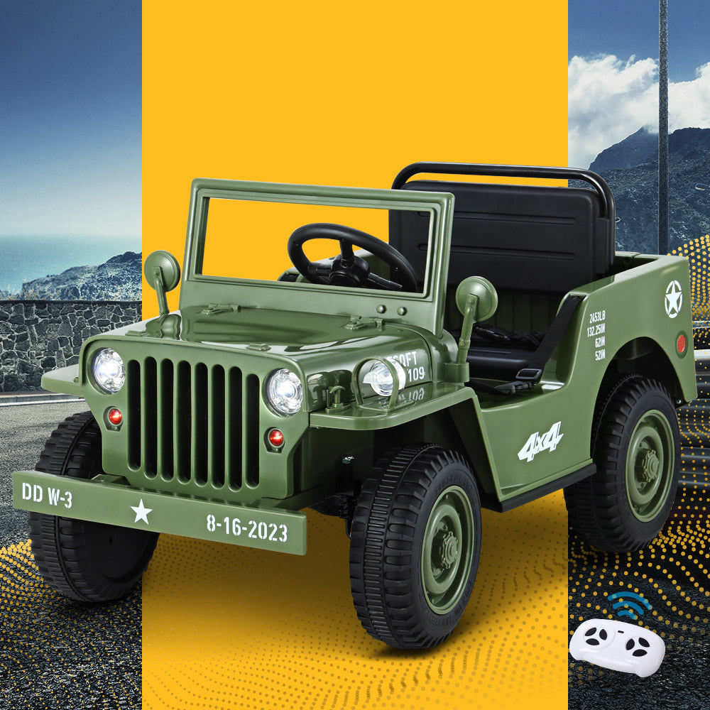 Kids Ride on Car Off Road Military Toy Cars 12V - Olive