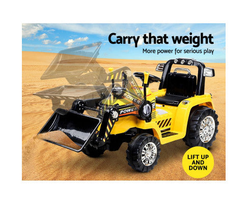 Kids Ride On Bulldozer Digger Electric Car - Yellow