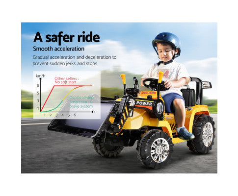 Kids Ride On Bulldozer Digger Electric Car - Yellow