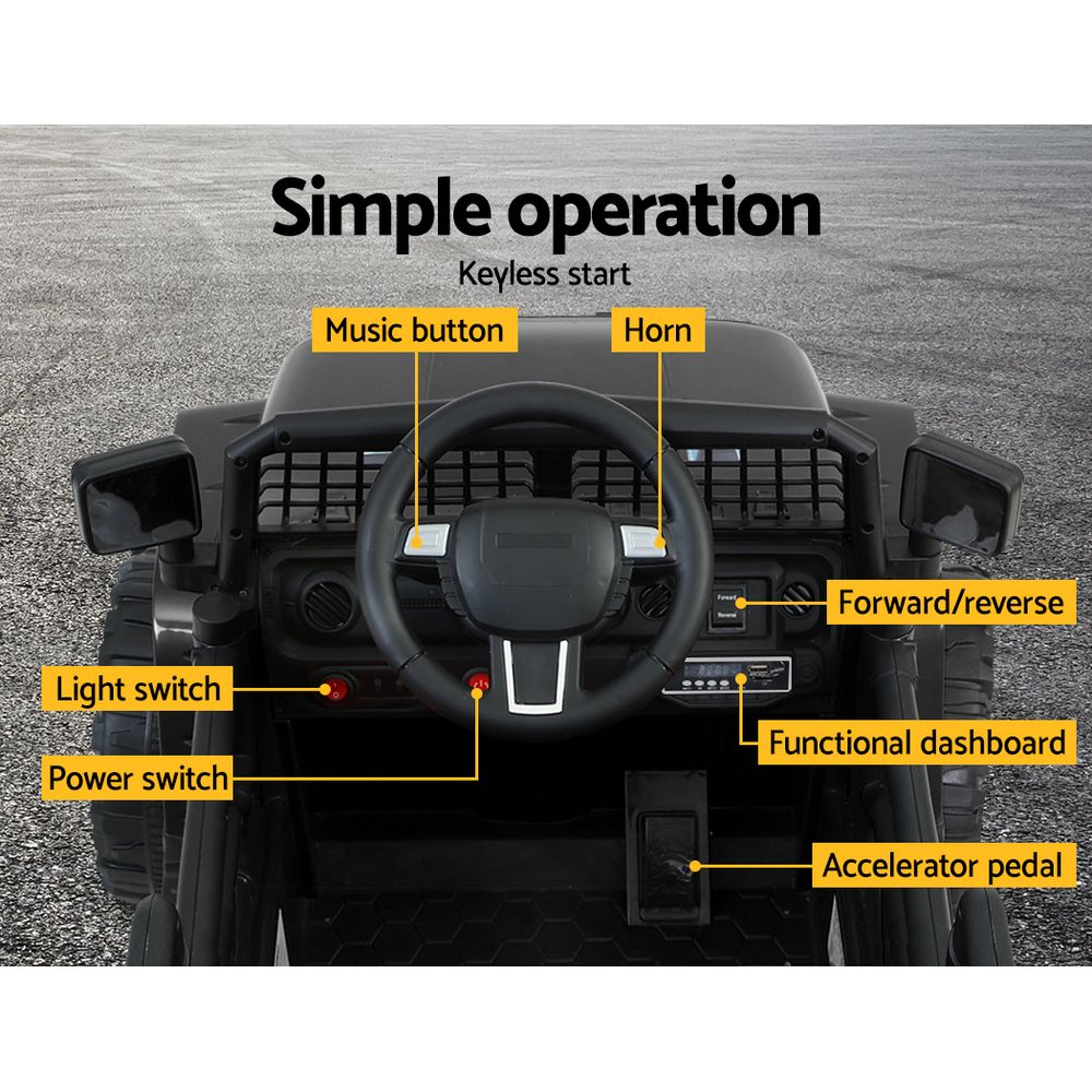 Kids Electric Ride On Car Jeep Toy Cars Remote 12V - Black