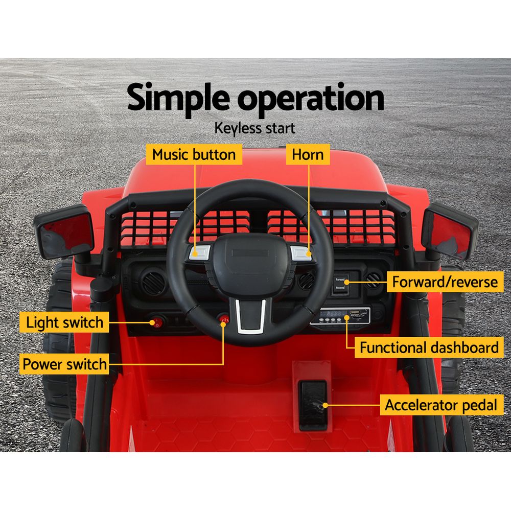 Kids Ride on Car Electric 12V Car Toys Jeep Battery Remote Control - Red