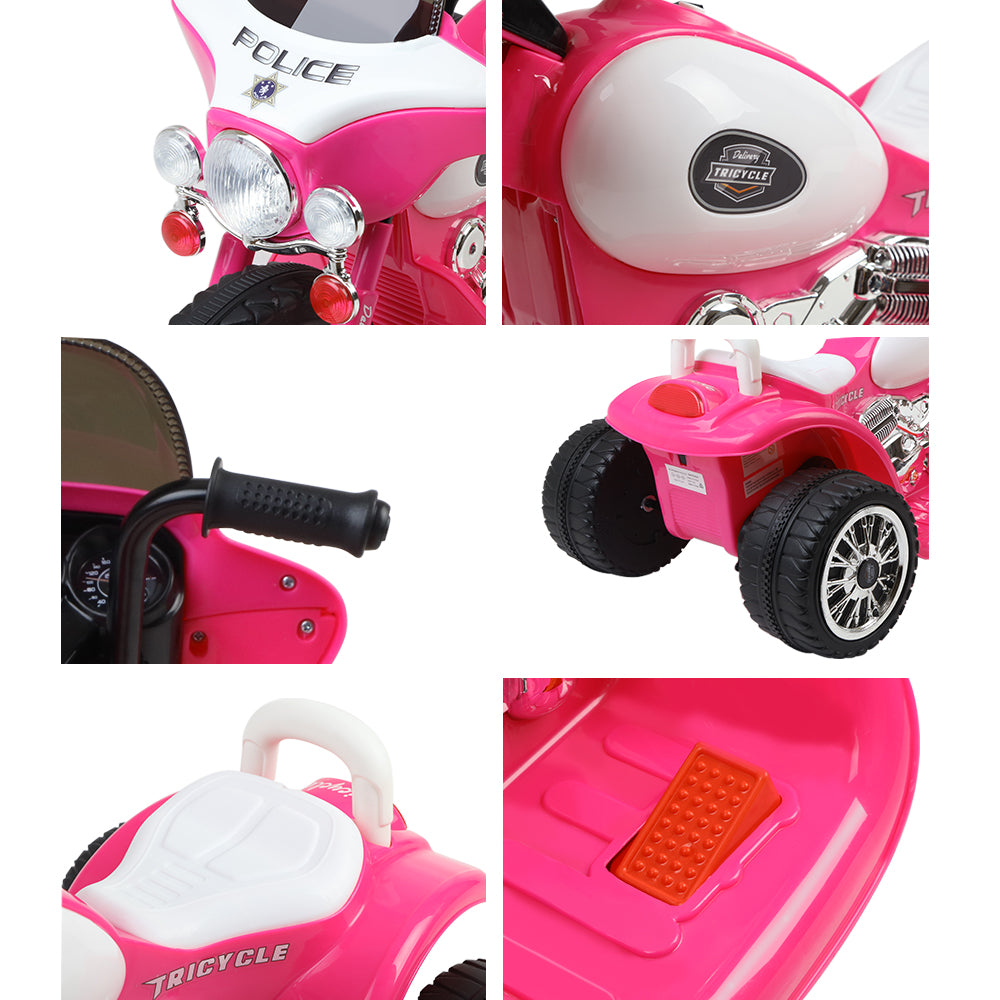 Kids Ride On Motorcycle Motorbike Car Harley Style Electric Toy Police Bike - Pink