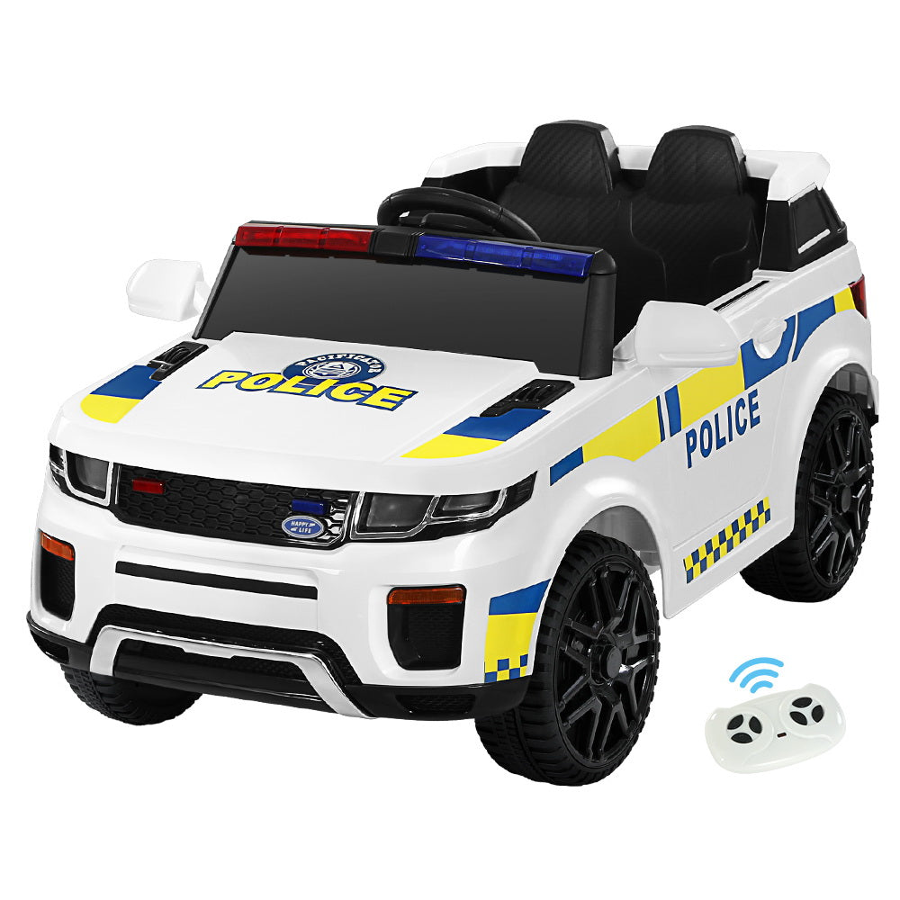 Kids Ride on Car Electric Patrol Police Toy Cars Remote Control 12V - White