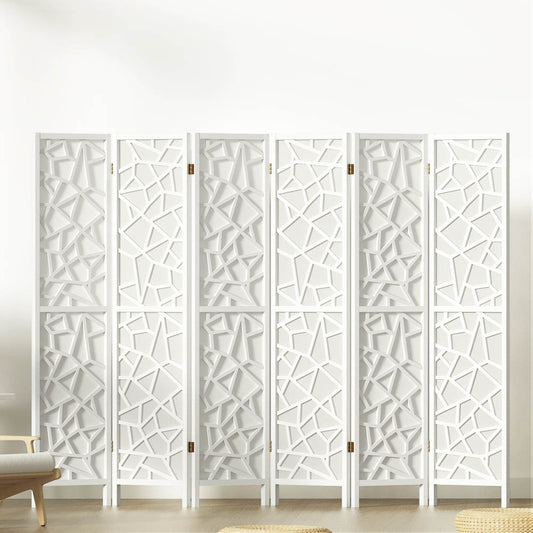 6 Panel Room Divider Screen 244x170cm - White