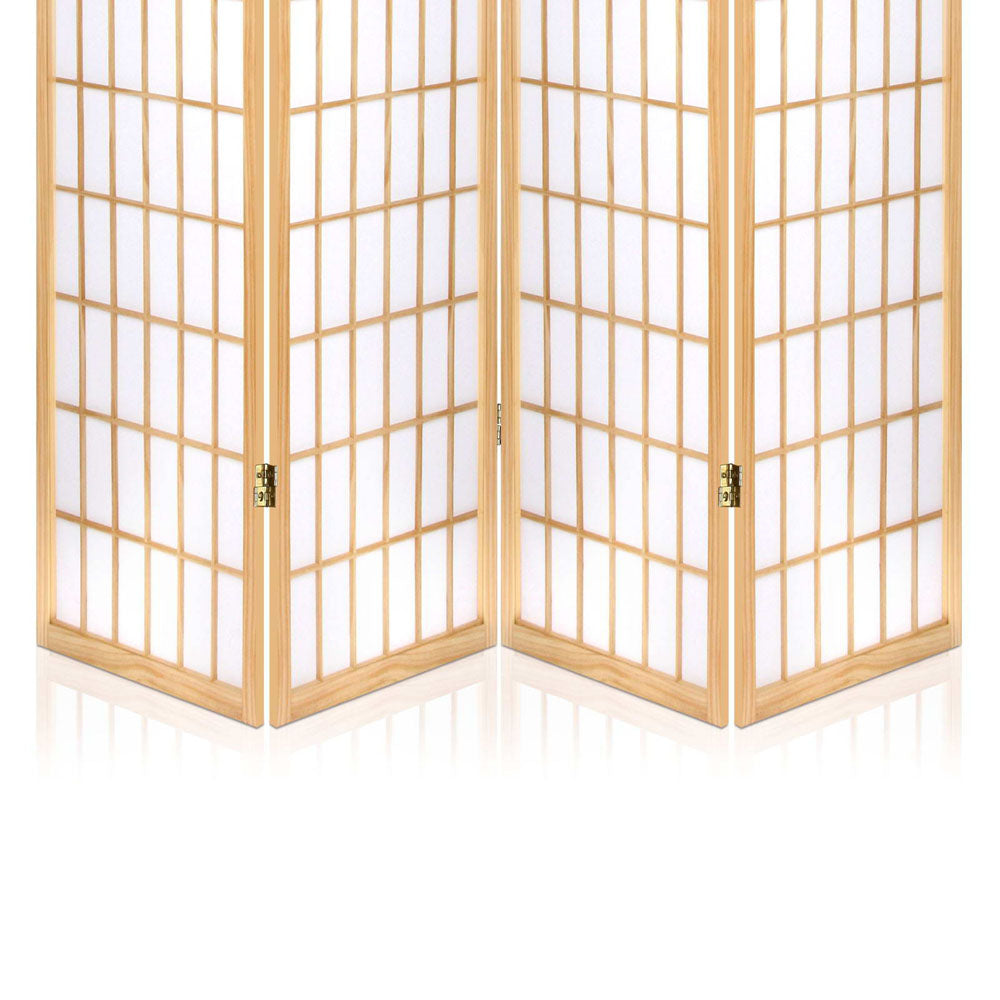 4 Panel Room Divider Screen 174x179cm - Natural
