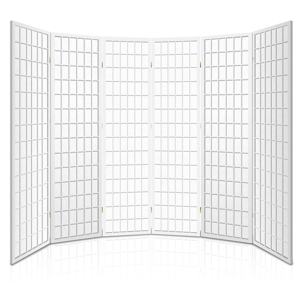 6 Panel Room Divider Screen 261x179cm - White
