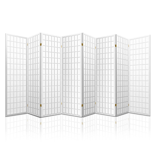 8 Panel Room Divider Screen 348x179cm - White