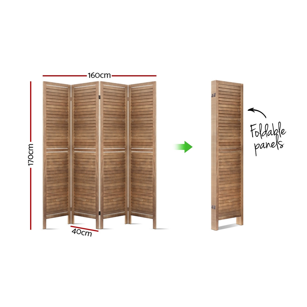 4 Panel Room Divider Screen 160x170cm - Oak