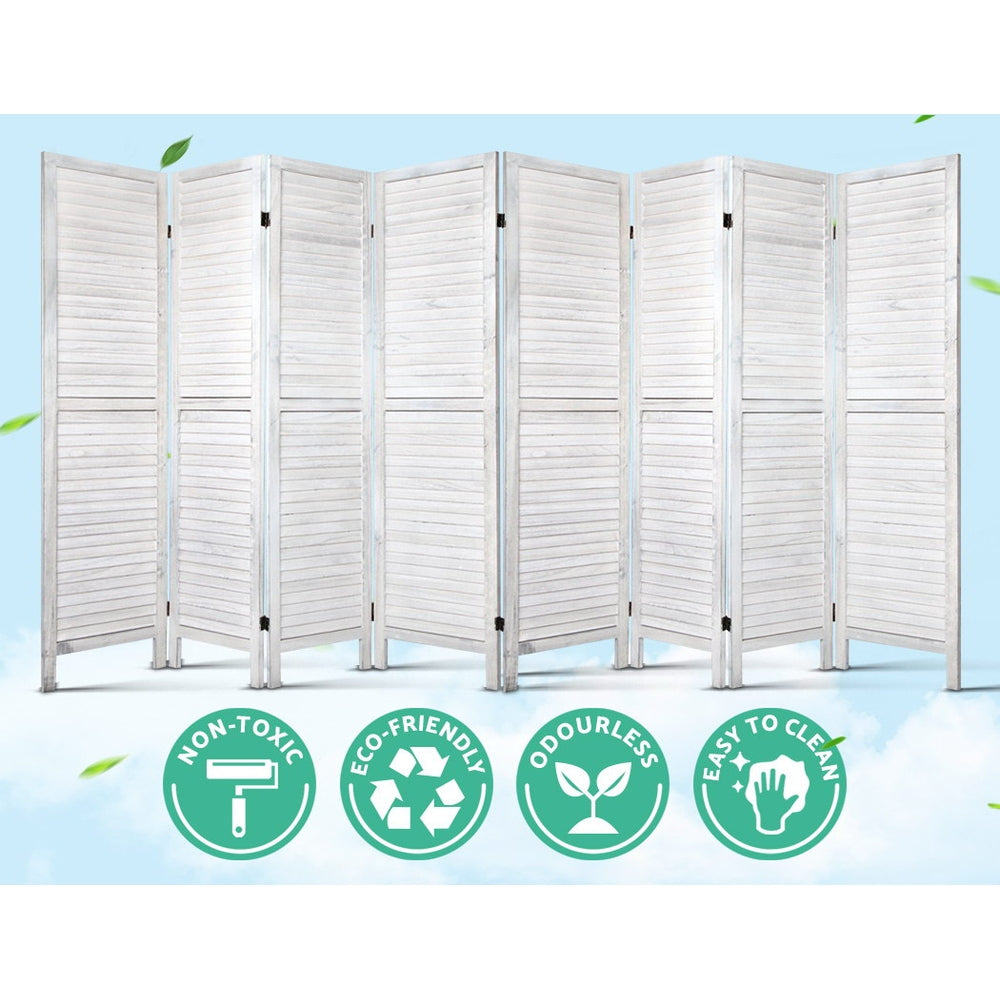 8 Panel Room Divider Screen 326x170cm - White