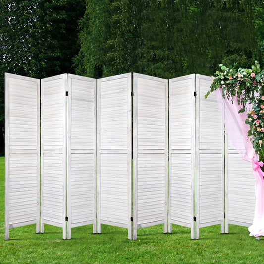 8 Panel Room Divider Screen 326x170cm - White