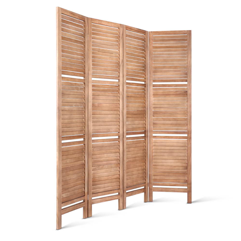 4 Panel Room Divider Screen 163x170cm Shelf - Oak