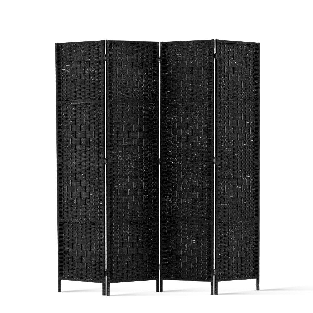 4 Panel Room Divider Screen 163x170cm Woven - Black