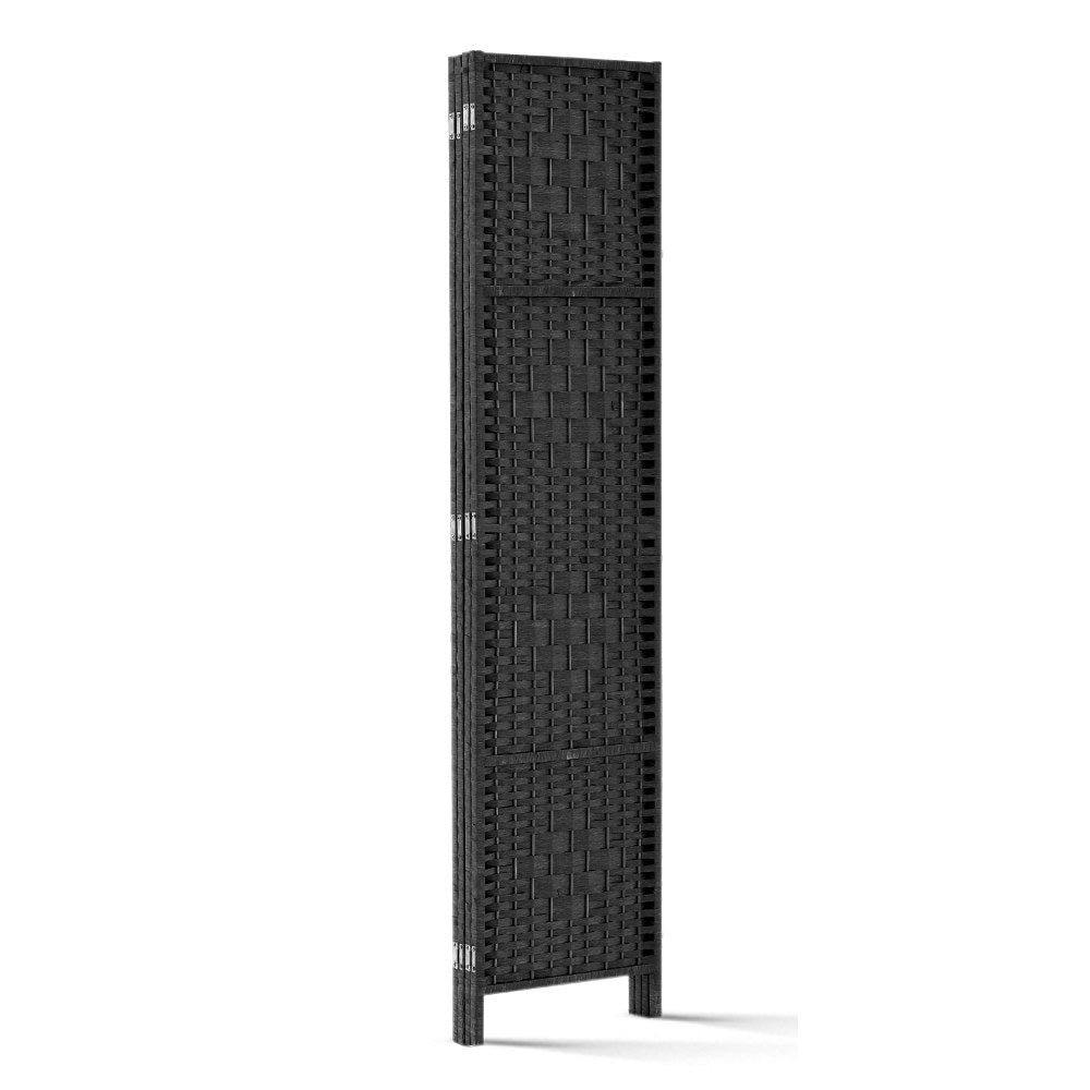 4 Panel Room Divider Screen 163x170cm Woven - Black