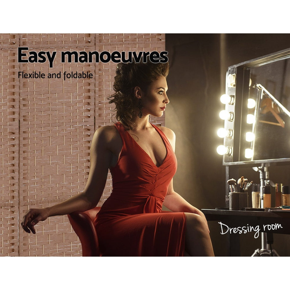 4 Panel Room Divider Screen 163x170cm Woven - Natural