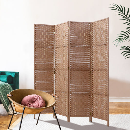 4 Panel Room Divider Screen 163x170cm Woven - Natural