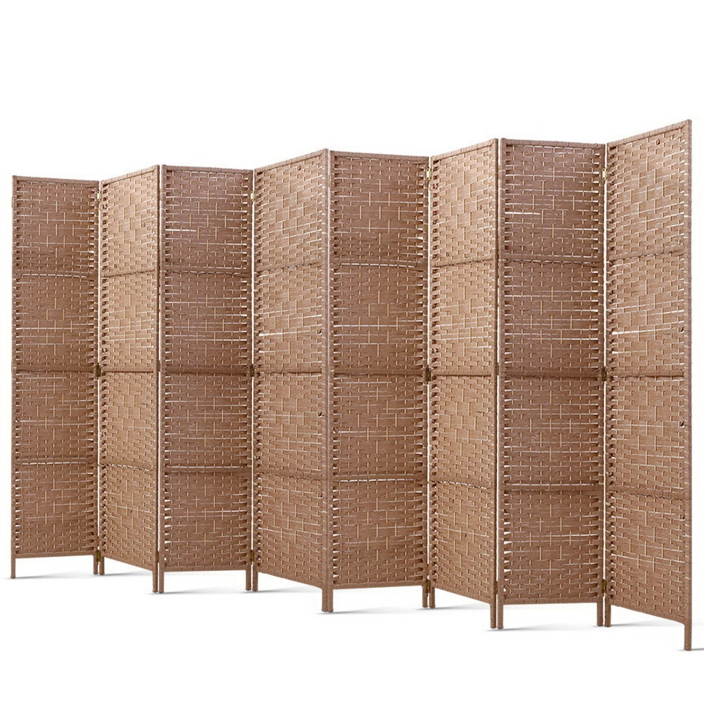 8 Panel Room Divider Screen 326x170cm Woven - Natural