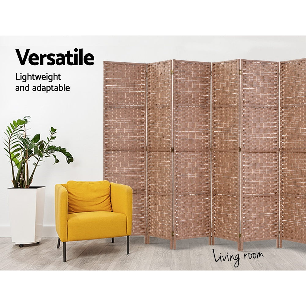 8 Panel Room Divider Screen 326x170cm Woven - Natural