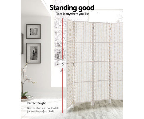 8 Panel Room Divider Screen 326x170cm Woven - White
