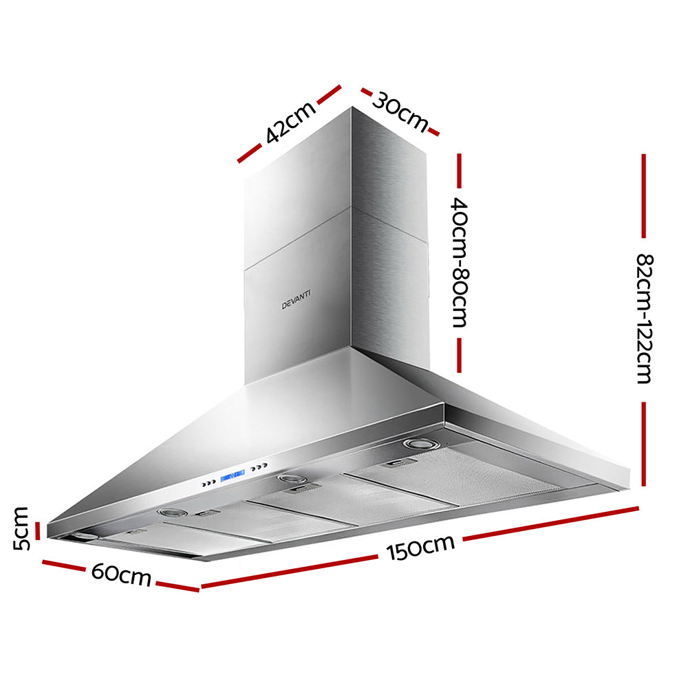 Range Hood Commercial Rangehood BBQ Hoods Kitchen Alfresco Canopy 1500mm