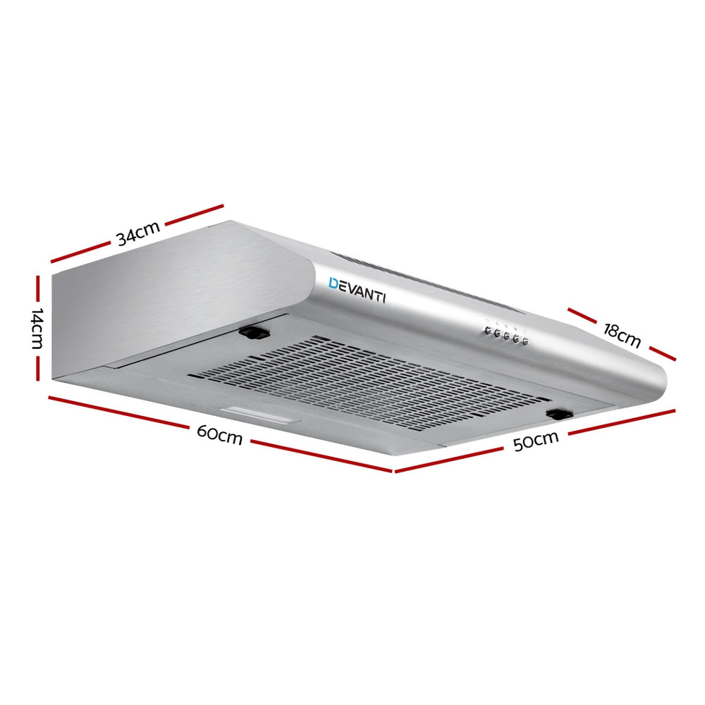 Fixed Range Hood Rangehood Stainless Steel Kitchen Canopy 60cm 600mm