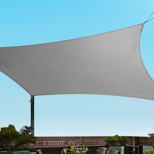 Instahut Shade Sail 6x8m Rectangle 280GSM 98% Grey Shade Cloth