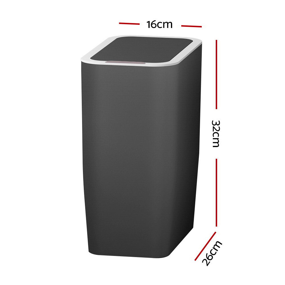 Motion Sensor Bin Automatic Rubbish Bins Waste Trash Can Ash Black 9L