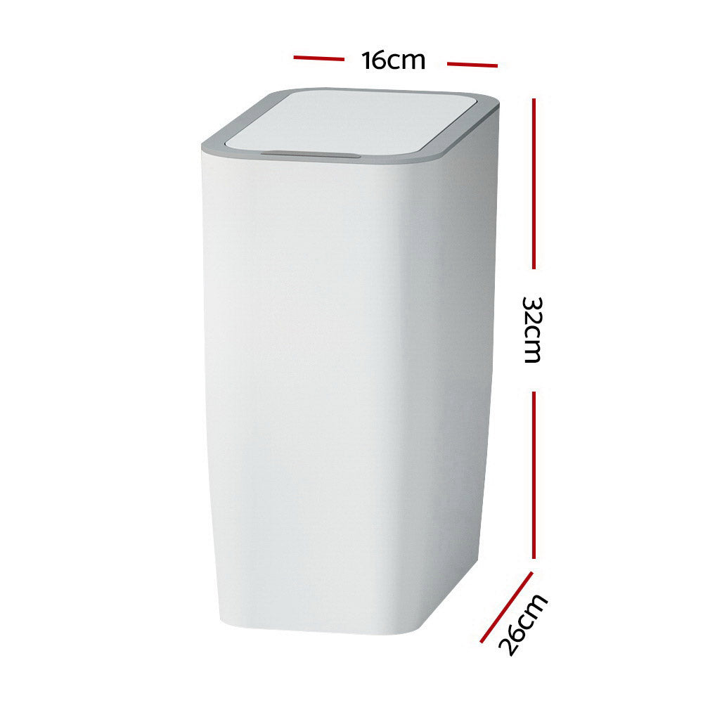 Motion Sensor Bin Automatic Rubbish Bins Waste Trash Can White 9L