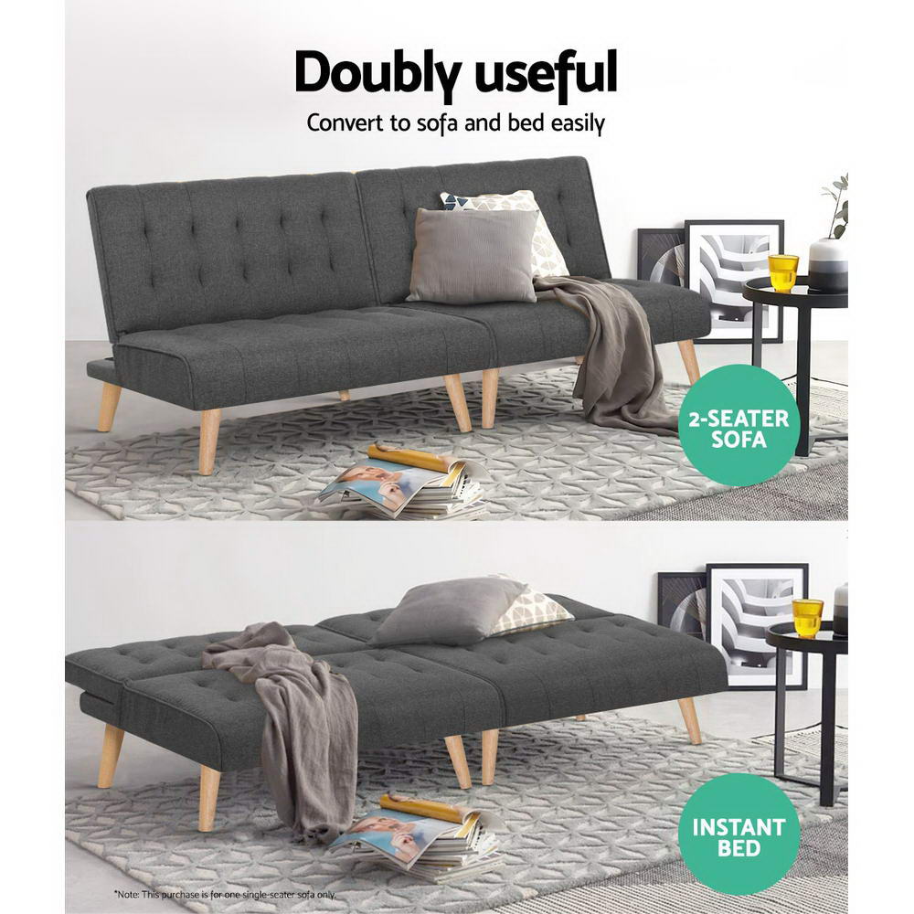 Miranda Single Seater Modular Sofa Bed Lounge - Dark Grey