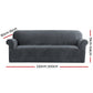 Velvet Sofa Cover Plush Couch Cover Lounge Slipcover 4-Seater Grey