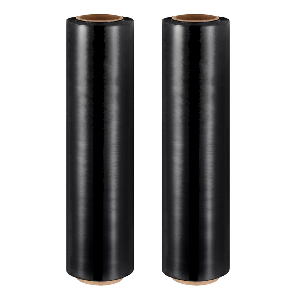 500mm x 400m Stretch Film Pallet Shrink Wrap 2 Rolls Package Use Plastic - Black