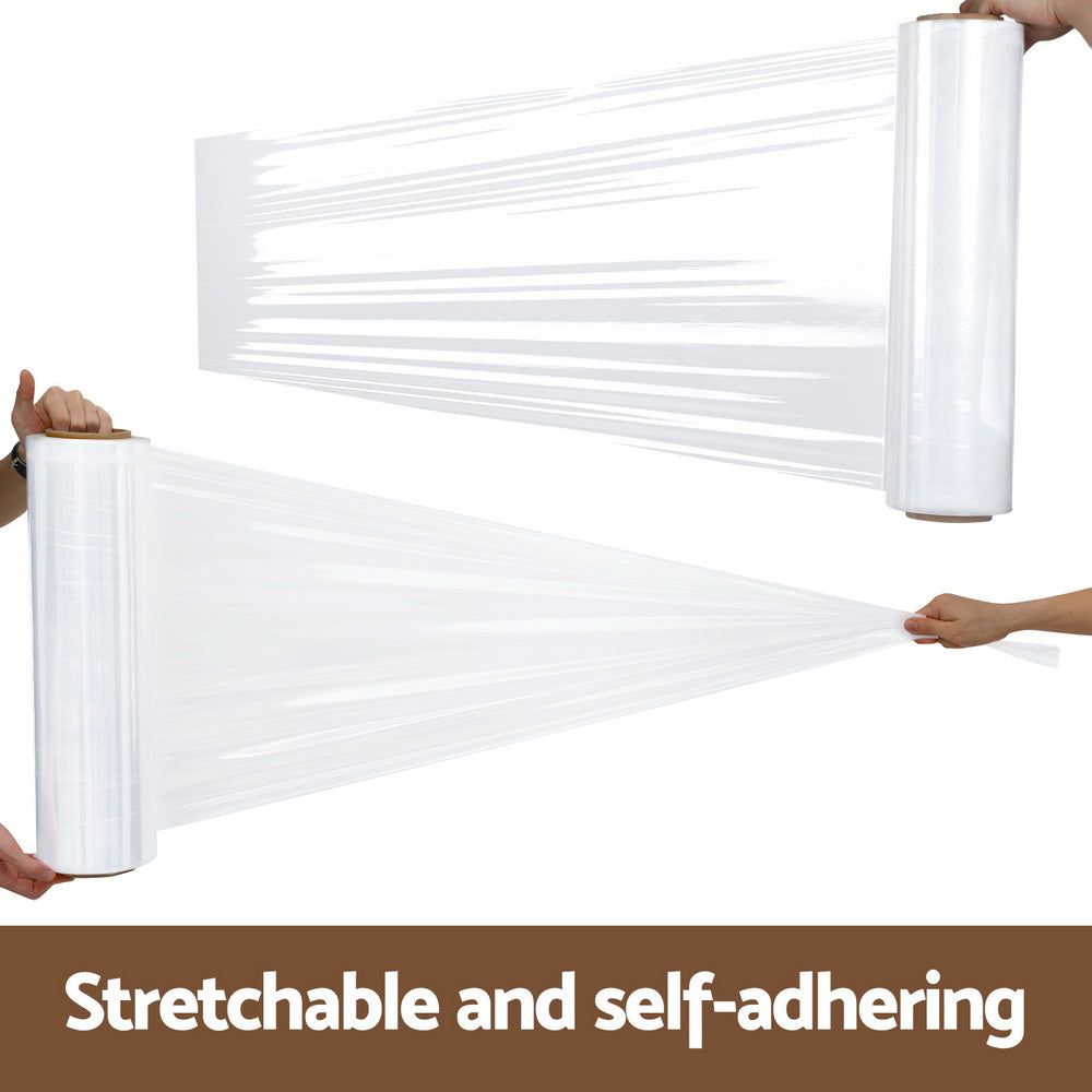 500mm x 400m Stretch Film Pallet Shrink Wrap 2 Rolls Package Use Plastic - Clear