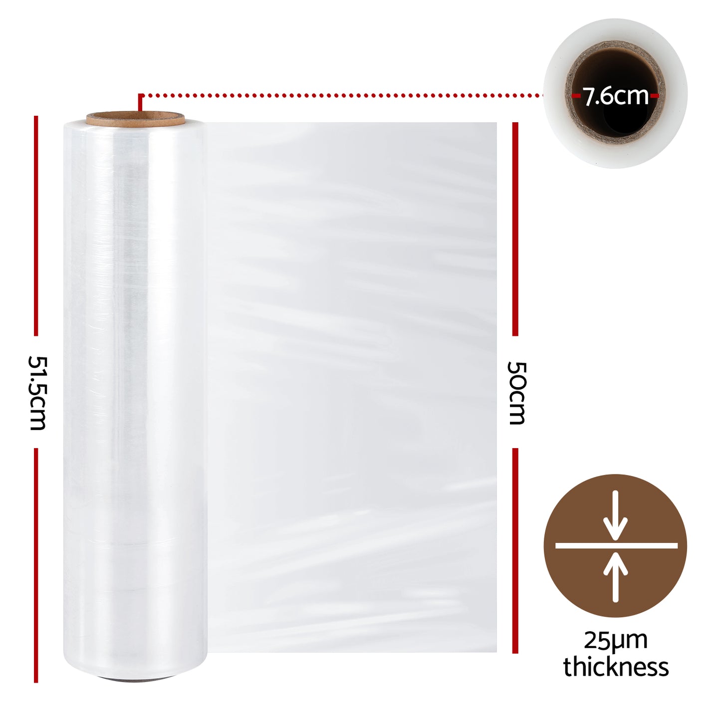 500mm x 400m Stretch Film Pallet Shrink Wrap 4 Rolls Package Use Plastic - Clear