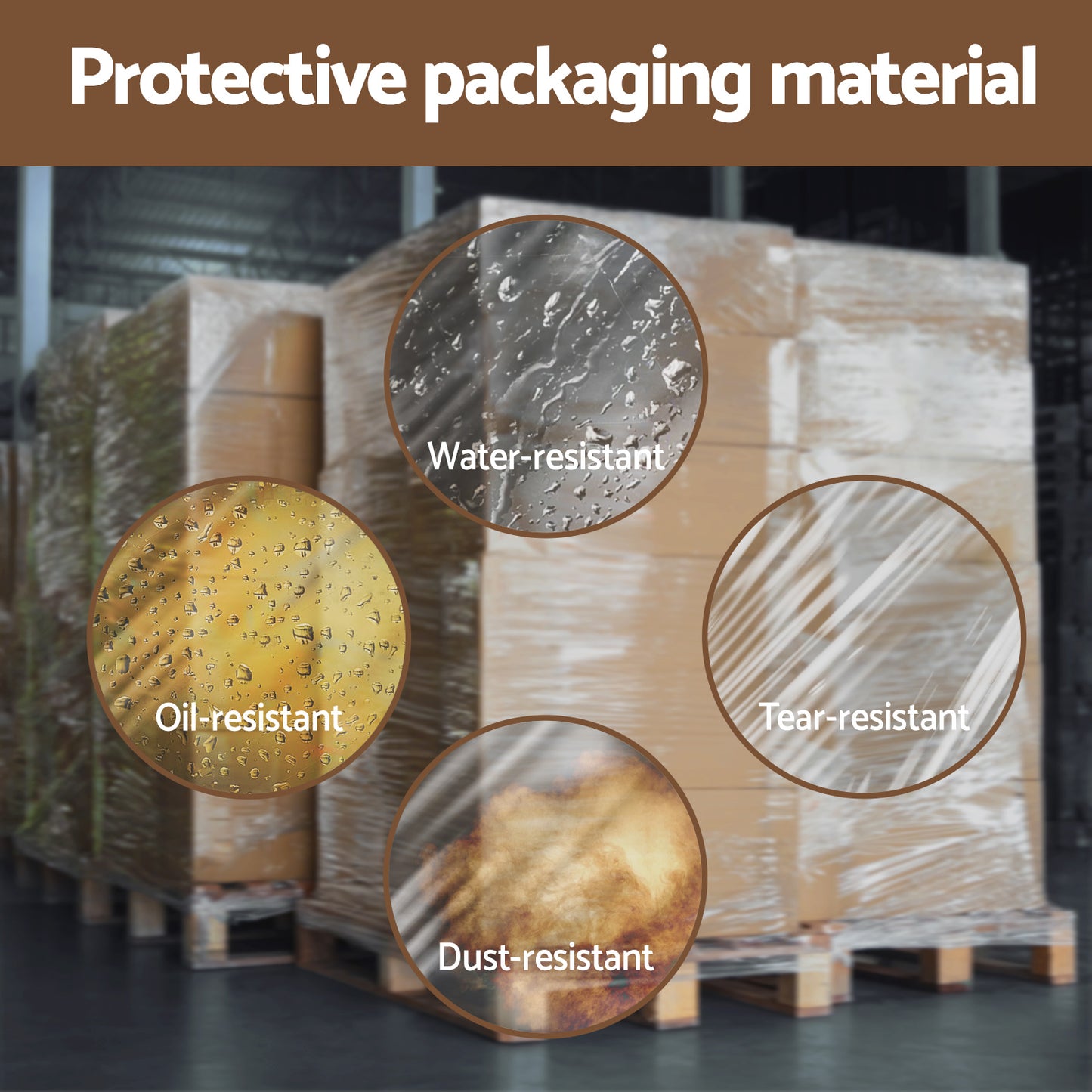 500mm x 400m Stretch Film Pallet Shrink Wrap 4 Rolls Package Use Plastic - Clear