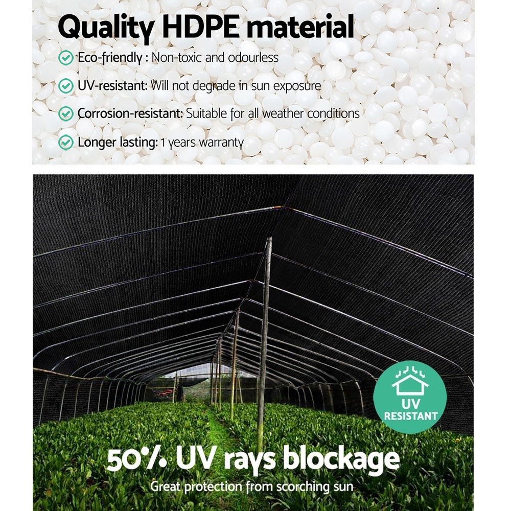 Instahut 50% Shade Cloth 1.83x20m Shade cloth Sail Heavy Duty Black