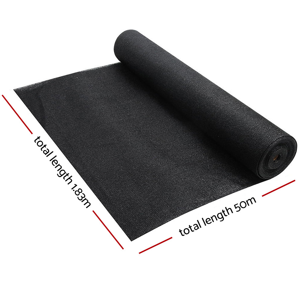 Instahut 50% Shade Cloth 1.83x50m Shade cloth Sail Heavy Duty Black